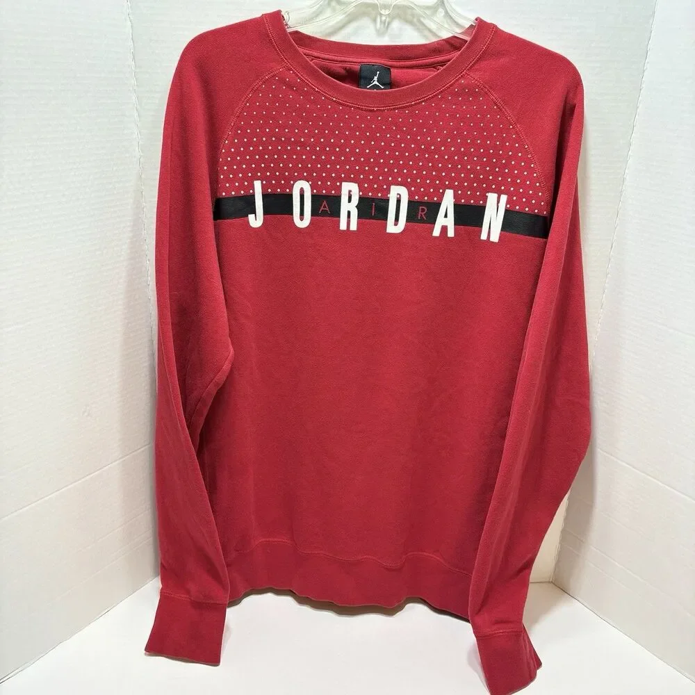 JORDAN JUMPMAN Seasonal Graphic Crew Sweatshirt Red Black Large